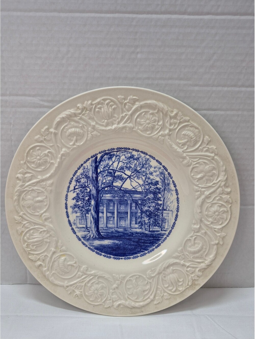 1961 Heritage Mansion Decorative Ceramic Plate with Blue Transferware Design J79